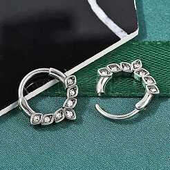 Horse Eye 316 Surgical Stainless Steel Clear Cubic Zirconia Hoop Earrings&nbsp;EJEW-G416-38AS