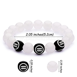 Natural White Jade Round Beaded Stretch Bracelet&nbsp;BJEW-SW00077-12