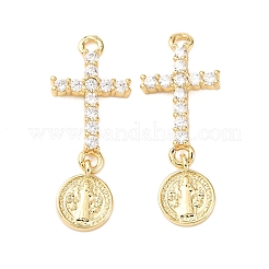 Brass Micro Pave Clear Cubic Zirconia Pendants&nbsp;KK-K408-59G
