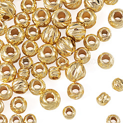 120Pcs 6 Styles Corrugated Round Brass Beads&nbsp;KK-TA0008-92