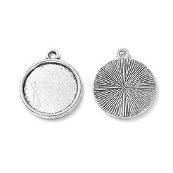 Tibetan Style Antique Silver Alloy Flat Round Pendant Cabochon Settings&nbsp;TIBEP-M022-29AS