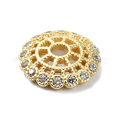 Rack Plating Brass Micro Pave Clear Cubic Zirconia Bead Caps&nbsp;KK-U014-11A-G