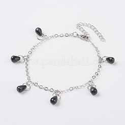 Faceted Natural Gemstone Anklets&nbsp;AJEW-AN00222