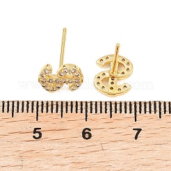 Brass Micro Pave Clear Cubic Zirconia Stud Earrings&nbsp;EJEW-F405-05G