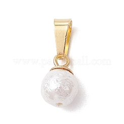 Wrinkle Textured Shell Pearl Round Charms&nbsp;PALLOY-JF05063-01