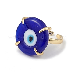 Lampwork Evil Eye Open Cuff Ring&nbsp;RJEW-C051-01G-07
