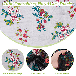 Flower Pattern Embroidered Flowers Polyester Tulle Lace Fabric&nbsp;DIY-WH0409-68
