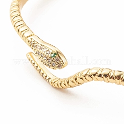 Green Cubic Zirconia Snake Wrap Open Cuff Bangle&nbsp;BJEW-B054-08G