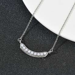 Brass with ABS Plastic Imitation Pearl Pea Pod Pendant Necklaces&nbsp;NJEW-P347-01P