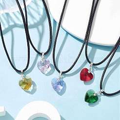 Valentine's Day Glass Heart Pendant Necklaces&nbsp;NJEW-JN04570-01