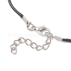 Cowboy Electroplate Transparent Glass Beaded Horseshoe Pendant Waxed Cotton Cord Necklaces&nbsp;NJEW-MZ00139