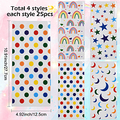 100Pcs 4 Styles Rectangle OPP Cellophane Candy Bags&nbsp;ABAG-WH20013-17