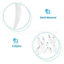 10Pcs 5 Style Natural Trochid Shell/Trochus Shell Pendants&nbsp;SSHEL-FH0001-18