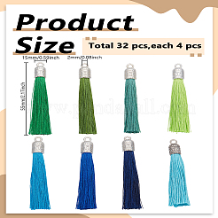 32Pcs 8 Colors Plastic Polyester Tassel Pendant Decorations&nbsp;FIND-LP0008-44B