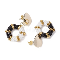 Glass Hexagon Stud Earrings&nbsp;EJEW-MZ00306