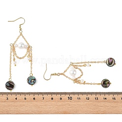 Paua Shell & Shell Pearl Dangle Earrings&nbsp;EJEW-JE07413