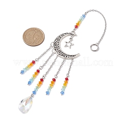 Moon & Star Tibetan Style Alloy Charm Hanging Ornaments&nbsp;HJEW-TA00246