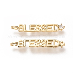 Brass Micro Pave Clear Cubic Zirconia Pendants&nbsp;ZIRC-L091-062G