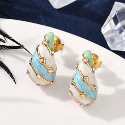 304 Stainless Steel Enamel Stud Earrings&nbsp;EJEW-F353-03G-02