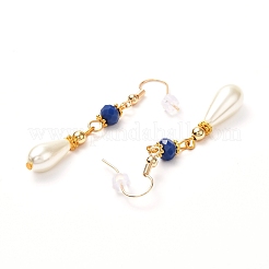 Teardrop Glass Pearl Beads Dangle Earrings with Glass Beads&nbsp;EJEW-JE04619