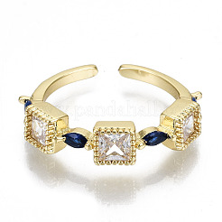 Brass Micro Pave Cubic Zirconia Cuff Rings&nbsp;RJEW-N032-005-NF