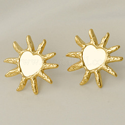 Fashionable 304 Stainless Steel Irregular Heart with Sun Stud Earrings&nbsp;OV7222-2