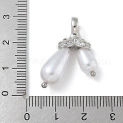 Rack Plating Brass Micro Pave Clear Cubic Zirconia with ABS Plastic Pearl Pendants&nbsp;KK-G515-57P