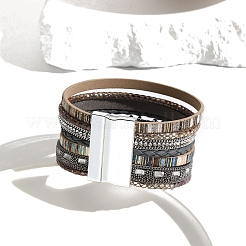 Braided Imitation Leather Crod Multi-strand Bracelets for Women&nbsp;PW-WGA1EC1-01