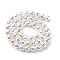 UV Plating Pearlized Glass Pearl Beads Strands&nbsp;GLAA-F128-01B-T1