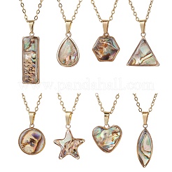 Natural Paua Shell Pendant Necklaces&nbsp;NJEW-JN05141