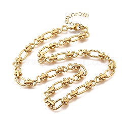 304 Stainless Steel Oval Textured Infinity Link Chain Necklaces for Women Men&nbsp;NJEW-K249-20A-G