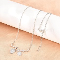 Brass Micro Pave Clear Cubic Zirconia 2 Acorn Pendant Necklaces&nbsp;NJEW-K311-02P