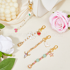 Alloy & Enamel & ABS Plastic Imitation Pearl & Glass Pendant Decorations&nbsp;HJEW-HS00092