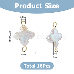 16Pcs 2 Colors Cross Natural Pearl Connector Charms&nbsp;PALLOY-HS00044