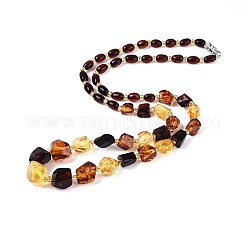 Natural Amber Nuggets and Rice Graduated Beaded Necklaces&nbsp;NJEW-T019-07