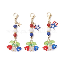 Handmade Glass Seed Beaded and Acylic Flower Pendant Decorations Sets&nbsp;HJEW-MZ00253