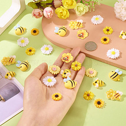 80Pcs 8 Styles Resin Cabochons Bees & Flower&nbsp;RESI-TA0004-24