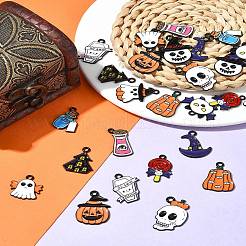 26Pcs 13 Styles Halloween Theme Spray Painted Alloy Enamel Pendants&nbsp;ENAM-FS0002-09