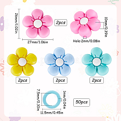 8Pcs 4 Colors Flower Silicone Beads Knitting Needle Protectors/Knitting Needle Stoppers&nbsp;DIY-SC0023-91