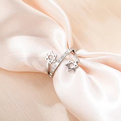304 Stainless Steel & Crystal Rhinestone Cuff Open Rings&nbsp;WGEE38E-01
