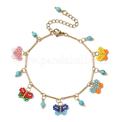 Glass Seed Beads Butterfly Charm Bracelets&nbsp;BJEW-MZ00219