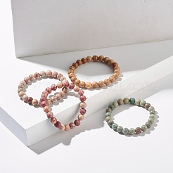 8.5mm Dyed Natural Maifanite/Maifan Stone Round Beads Stretch Bracelet for Girl Women&nbsp;BJEW-JB07178