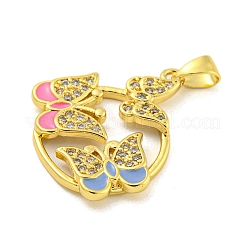 Brass Micro Pave Clear Cubic Zirconia Pendants&nbsp;KK-R159-10G