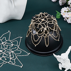 2Pcs 2 Colors Brass Rhinestone Tassel Chain Headbands for Women&nbsp;OHAR-HS0001-06
