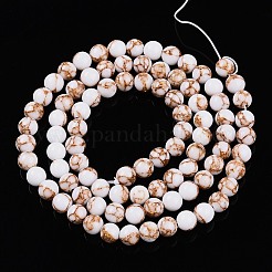 Synthetic Gold Line Turquoise Beads Strands&nbsp;G-A255-A03-04C
