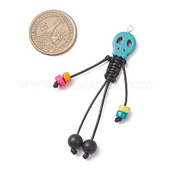 Dyed Synthetic Turquoise Skull Korean Waxed Polyester Cord Big Pendants&nbsp;PALLOY-TA00301