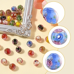 32Pcs 7 Colors Handmade Gold Sand Lampwork Beads&nbsp;LAMP-FS0001-30