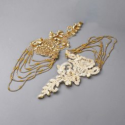 PET Flower with Glass Beaded Tassel Epaulettes&nbsp;FIND-WH0126-856