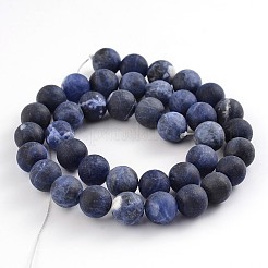 Frosted Natural Sodalite Round Bead Strands&nbsp;X-G-F231-01-8mm
