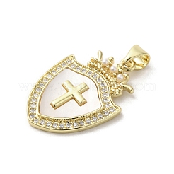 Brass Pave Shell Pendants&nbsp;KK-I708-17G-G